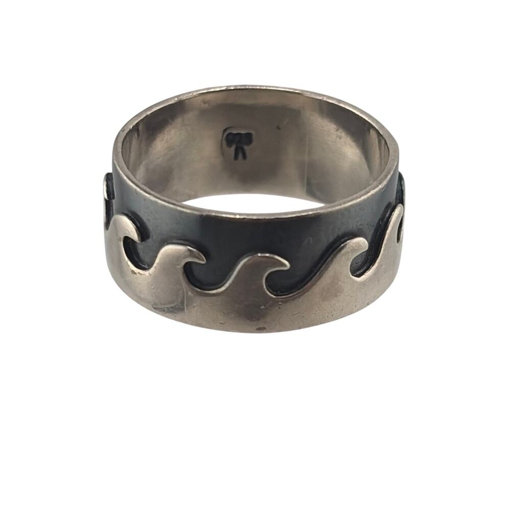NEW Artisan Sterling Silver Wave Ring Size 6 Oxidized Sterling
